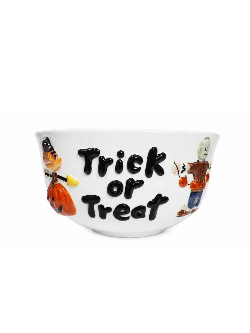Oneida Kitchen Halloween Candy Bowl Trick Or Treat Debbie Mumm RARE Like New